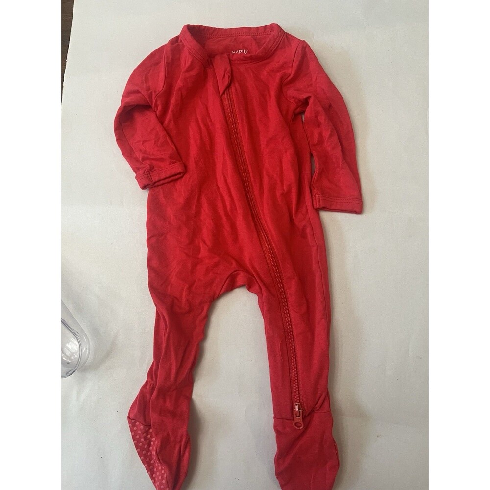 Hapiu Newborn Baby Footie Sleeper Red Holiday Bamboo New
